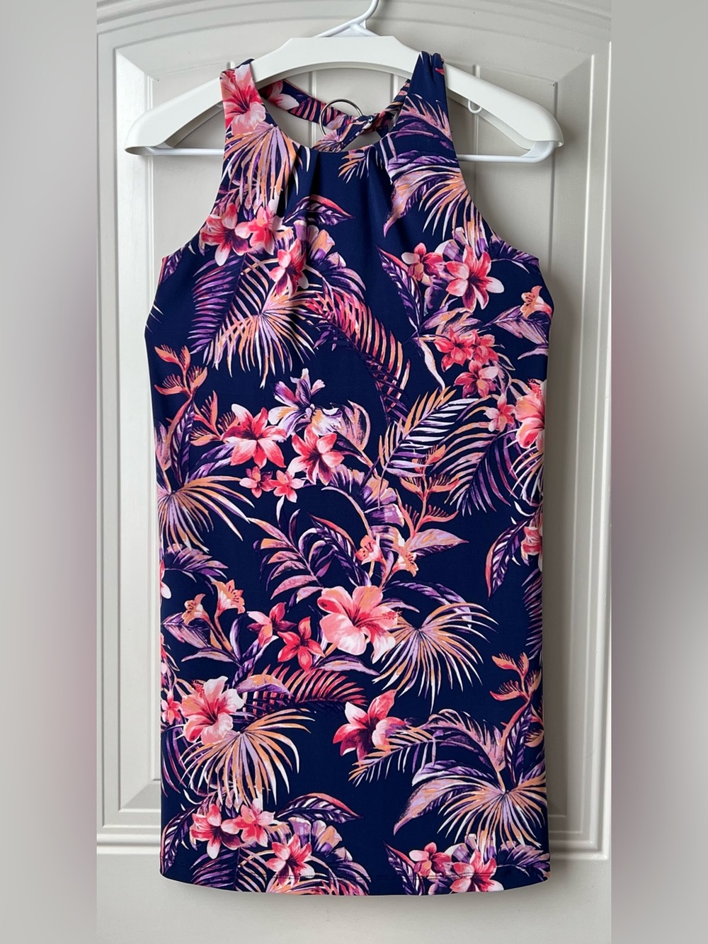 Tori Richard Tropical Floral Dress XS Racerback Blue Pink Shift - Picture 2 of 11